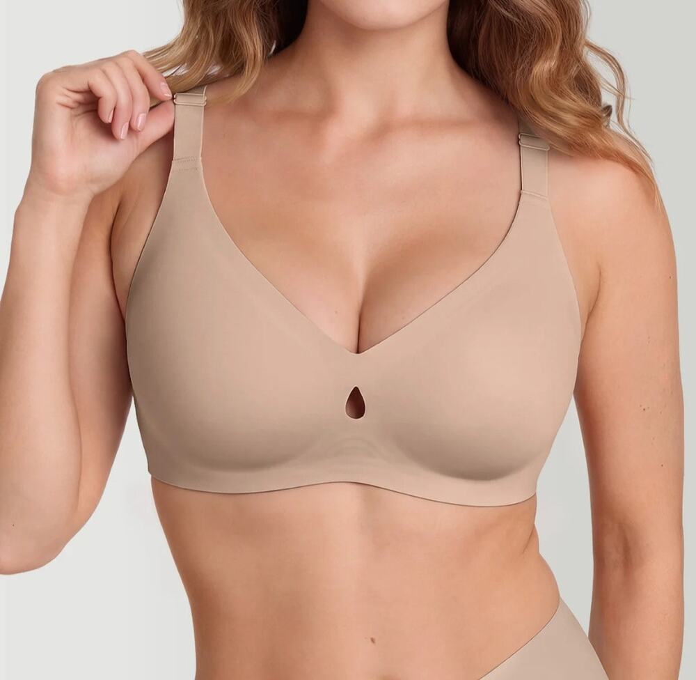 NWT LUCKMEEY AirEase Everyday Wireless Bra + Wash Bag Beige XL